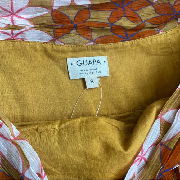 Anthro Guapa Ruched Orange Floral Print Mini NWT - Picture 5 of 7